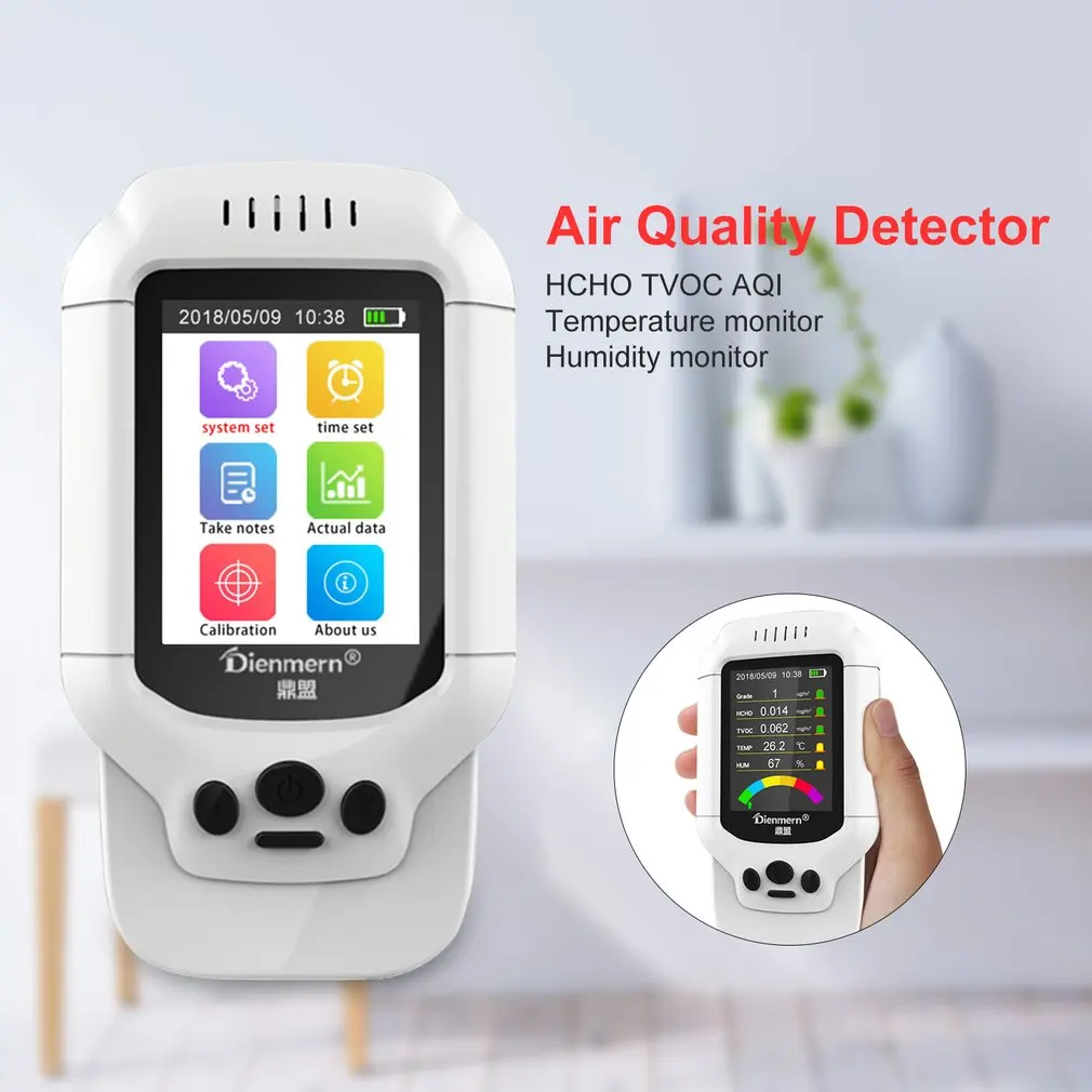 PM2.5/HCHO/TVOC монитор температуры и влажности AQI анализ качества воздуха тестер