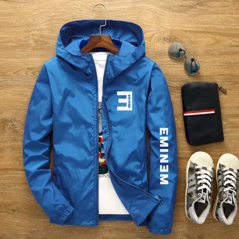 Новинка 2020 Мужская куртка с капюшоном Eminem Уличная ветровка ветрозащитная