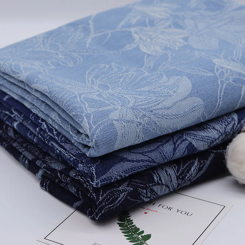 

Floral Patter Denim Fabric Thick Jacquard Jeans Fabrics Cloth Pants Dress Sewing Materials Home DIY Handcrafts Telas 50X150cm