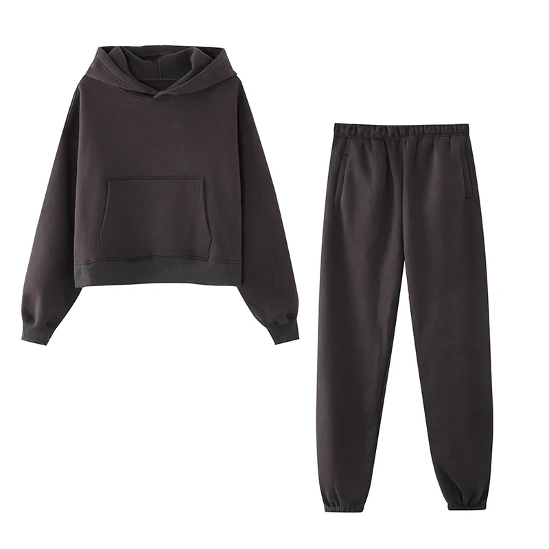 Two Piece set Women Tracksuit Casual Short Hoodies Outfits Sweatshirt Fleece 100% Cotton Jogging Pant Suit Sports 2021 Spring |