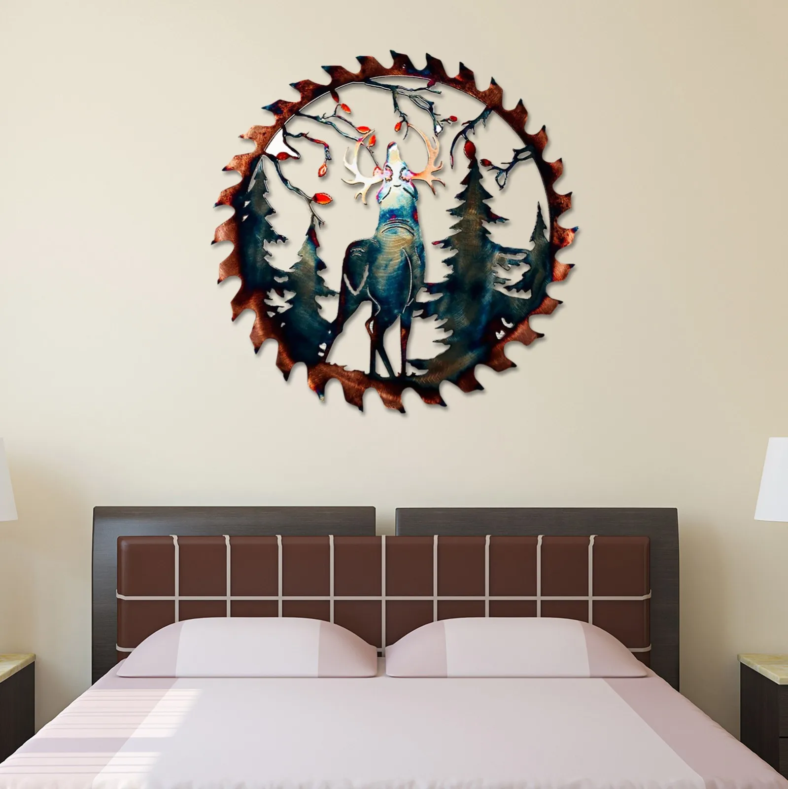 

Muur Herten Metal Wall Art Bos Boom Sculptuur Muur Art Decor Voor Indoor Outdoor Elanden Zaagblad Opknoping Thuis Deocr