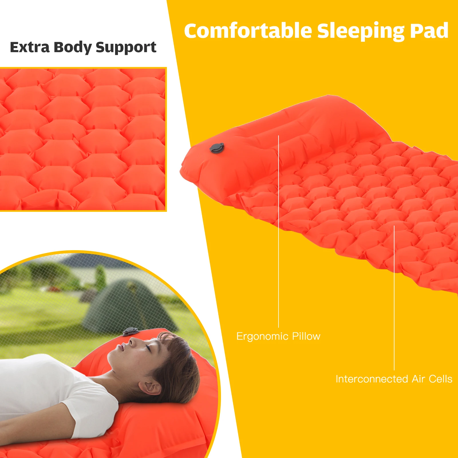 comprar Almofada De Dormir Inflável Esteira Com Travesseiro Pé Bomba Colchão De Ar Para Mochila Caminhadas Viajar Almofada De Acampamento