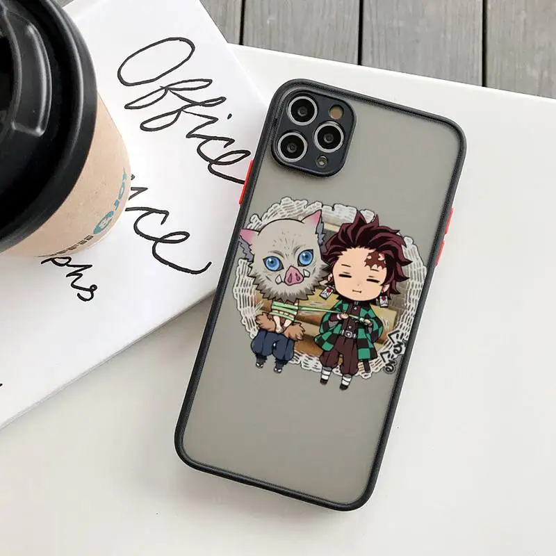 

Demon Slayer Phone Case For IPhone 12 11 Pro Max XR XS Max X SE2 6s 7 8 PlusHard Shockproof Black Case