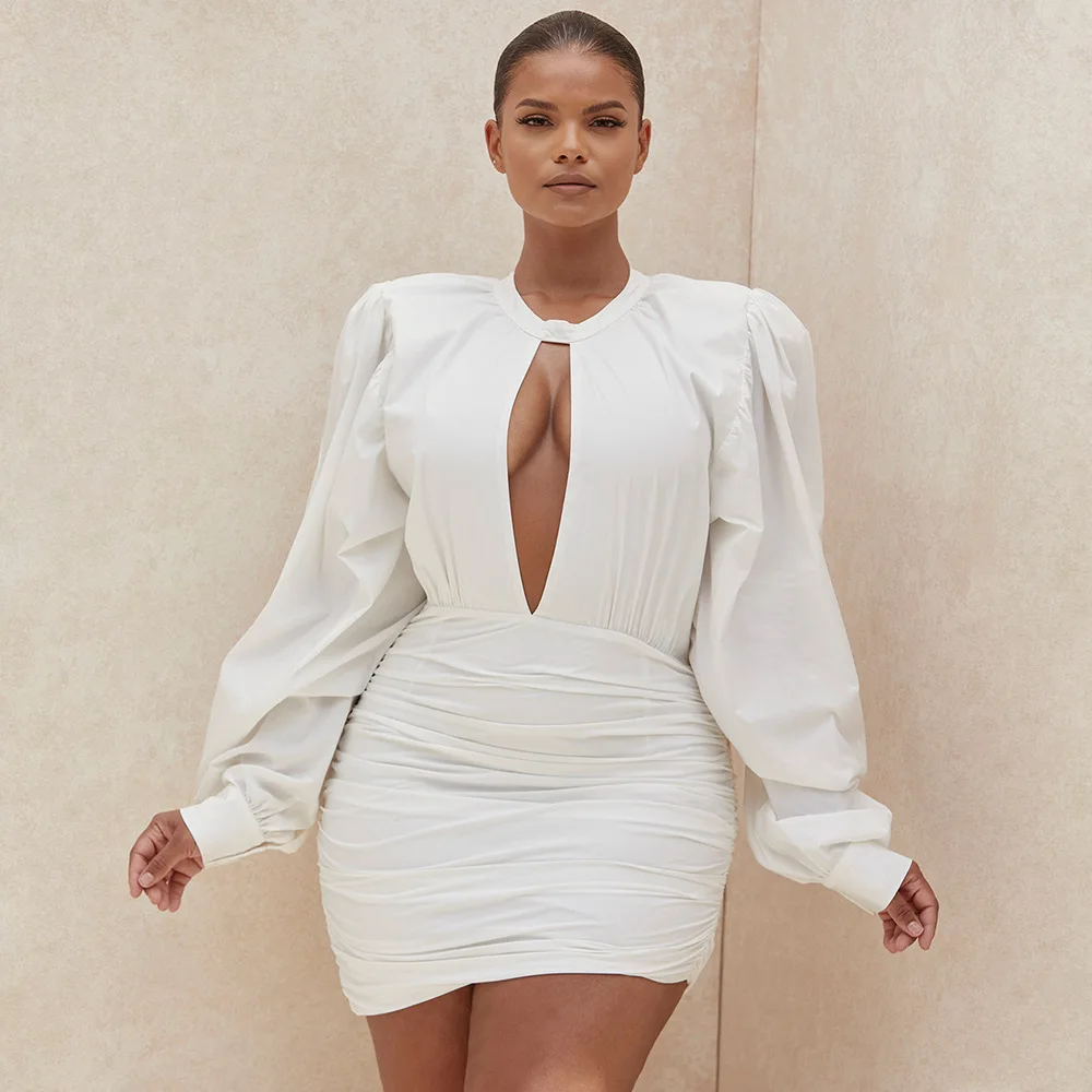 EAGLEWOLF Новинка осени 2020 пикантное плиссированное платье с длинными рукавами для