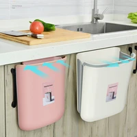 small collapsible pink trash can bag holder hanging trash can kitchen cabinet door trashcan poubelle waste container ed50tc