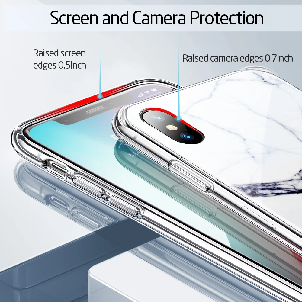 Чехол из закаленного стекла для iphone XS XR Max с мраморной окраской и зернистым