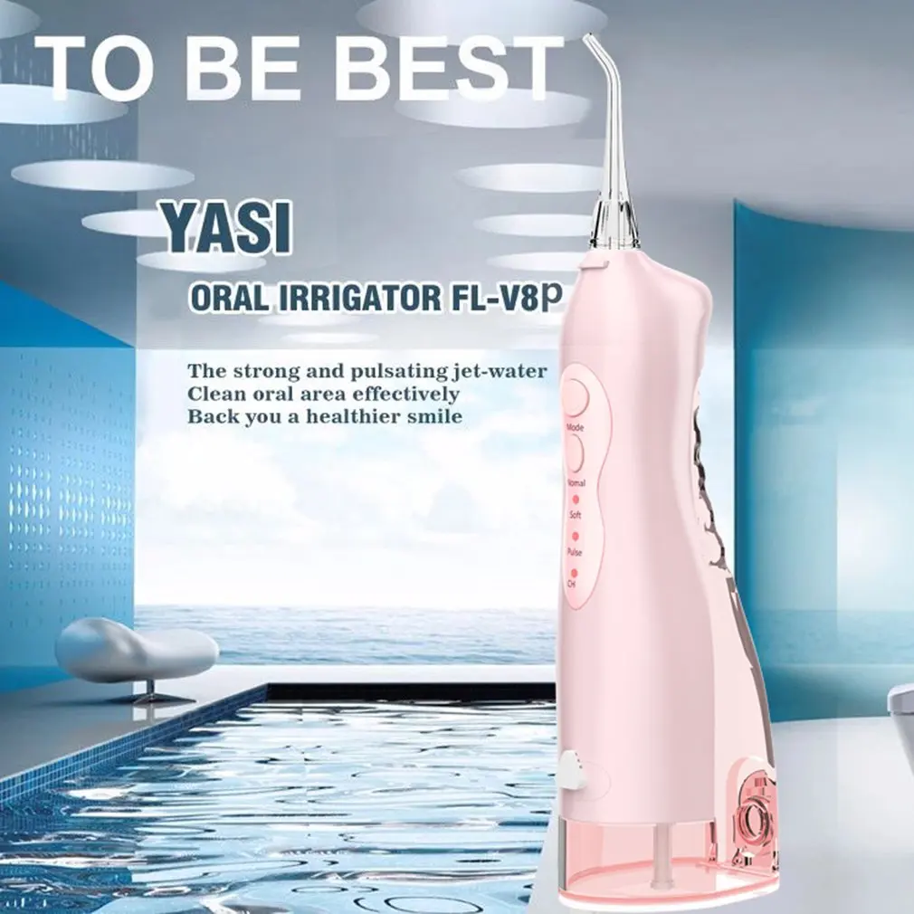 

Oral Irrigator USB Rechargeable Water Flosser Portable Water Jet 800ML Water Tank Waterproof Teeth Cleaner