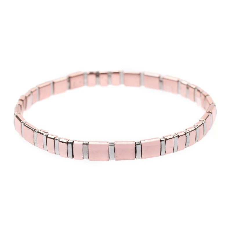 27-Rose Gold Silver 28 цветов, богемные браслеты Miyuki для женщин, модные массивные ювелирные изделия в стиле бохо, японские бусины Miyuki Delica Tila, эластичный браслет BC332 - Окраска металла: 27-Rose Gold Silver