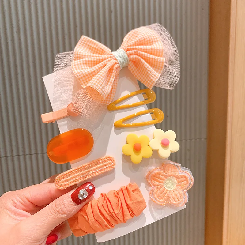 

2021 New 9pcs/Set Cute Colorful Cartoon Hair Clips For Girls Lovely Hair Ornament Headband Hairpins Fashion Hair Accessories