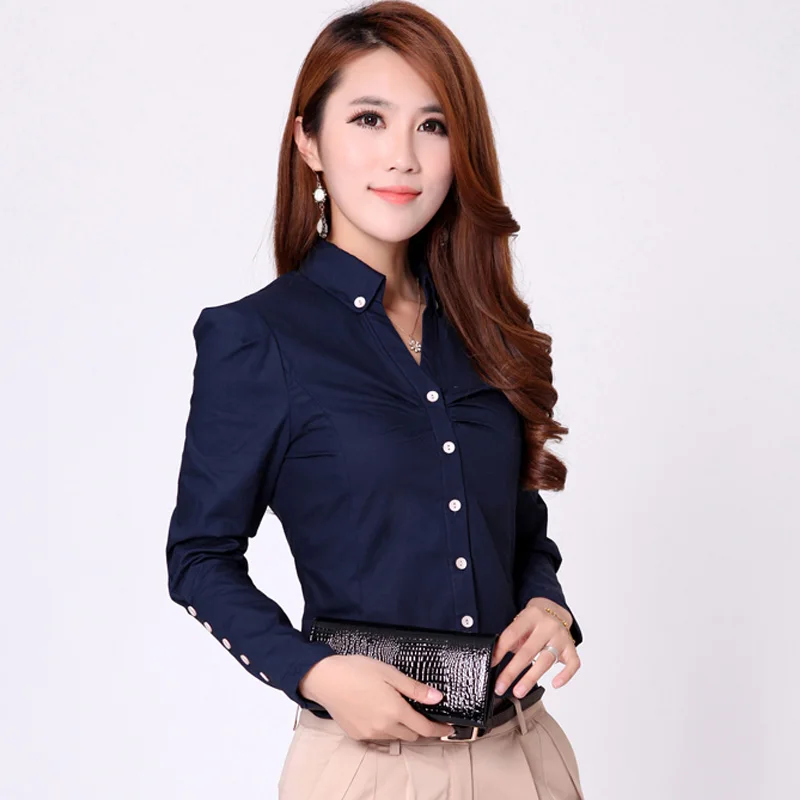 Female New V-Neck Shirt Women'S Long Sleeve Korean Style Professional Work Clothes High Quality Formal Lady