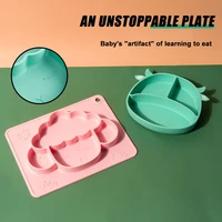toddler divided plate 4 cells non slip silicone food container tray soft microwave dishwasher safe for babies kids pw