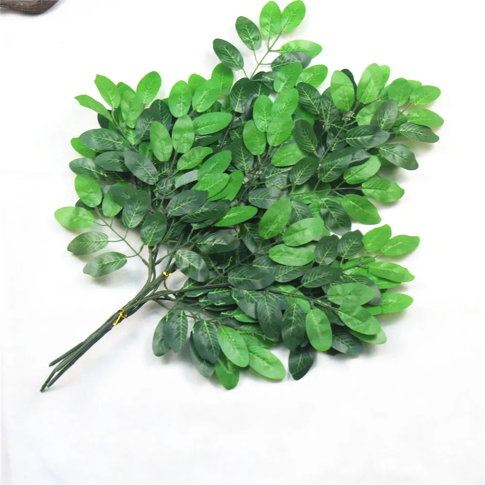 Искусственные зеленые листья растений 50 листьев 3 ветви искусственное дерево