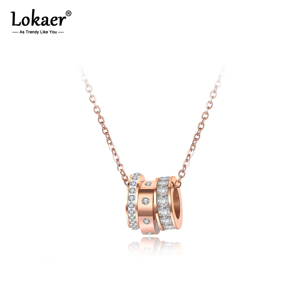Lokaer ювелирные изделия из нержавеющей стали 3 круга розовое золото цвет кулон с