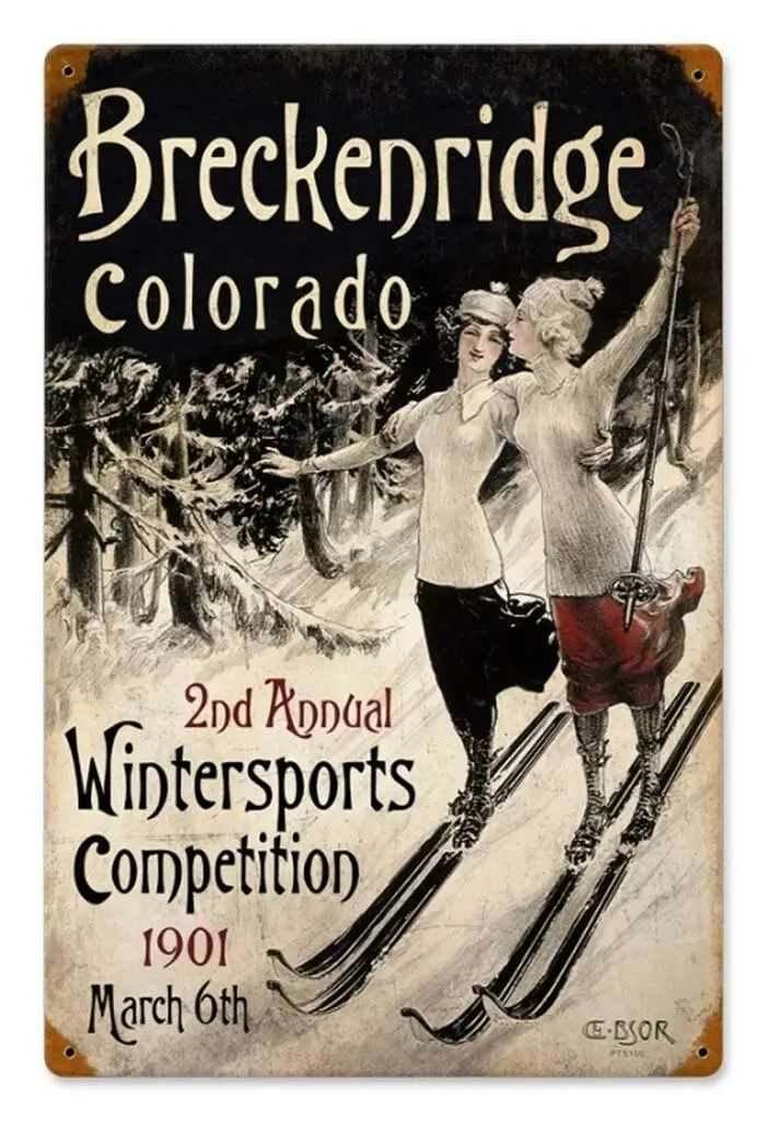 

Breckenridge Ski Resort Customizable Metal Sign Retro Fun Metal Plate Cinema Corridor Bar Wall Retro Home Decor Metal Sign
