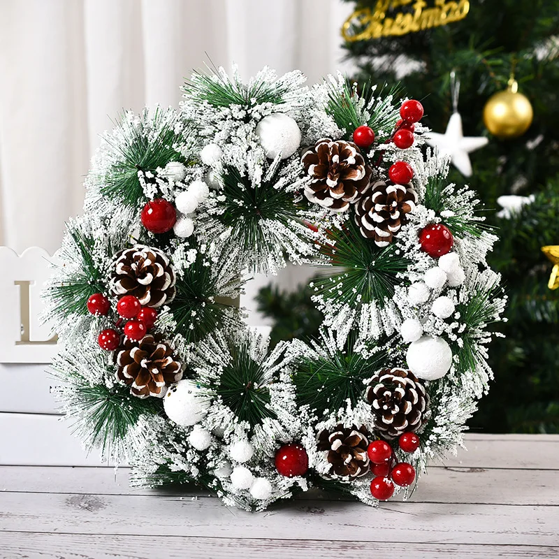 

2020 40cm Christmas Wreath Handmade Rattan Pendant Garland Shopping Mall Door Decoration Advent Wreath guirnalda navidad