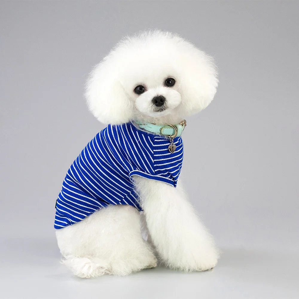 

Pet vest 2020 spring and summer new dog clothes cat clothes breathable striped cotton vest
