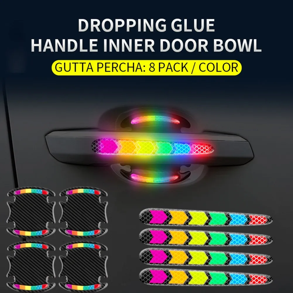 

Car Door Handle Cup Cover Scratch Protector Safety Reflective Stickers Colorful Universal Door Handle Scratch Guards Protectors
