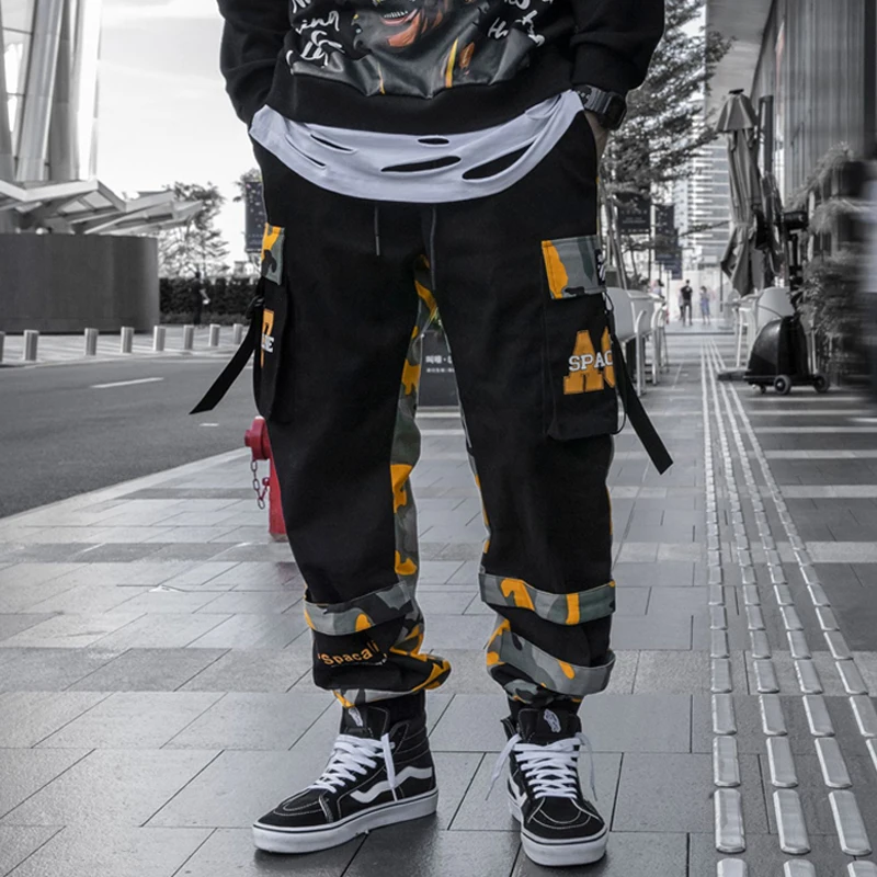 US Size Streetwear Camouflage Patchwork Sweatpants Men Jogger Elastic Waist 2019 Autumn Mens Camo Joggers Casual DG182 | Мужская одежда