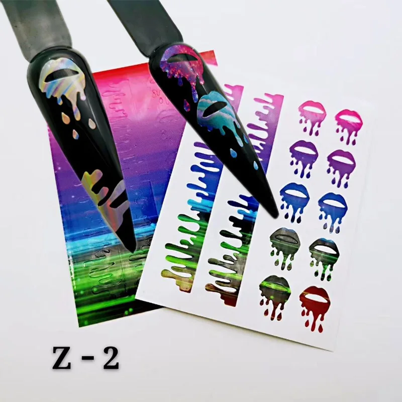 

6 шт./компл. красочная наклейка для ногтей с огненным пламенем на ногтях для маникюра, самоклеящиеся декоративные 3D наклейки для дизайна ног...