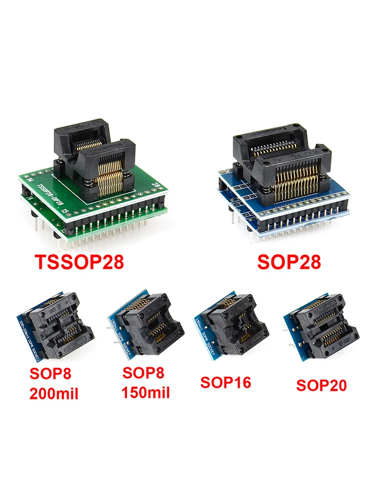 AdapterTSSOP28 SSOP28 SOP28 DIP28 адаптер SOP20 SOP16 SOP8 150mil 200mil для DIP8 совместимj tssop20 ssop20 tssop8 разъем| |