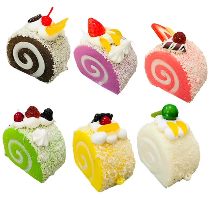 6pcs cake 6 шт., искусственное пирожное, имитация еды, магнитная паста для холодильника, торт, украшение для дома, дисплей, свадебное украшение, День святого Валентина - Цвет: 6pcs cake