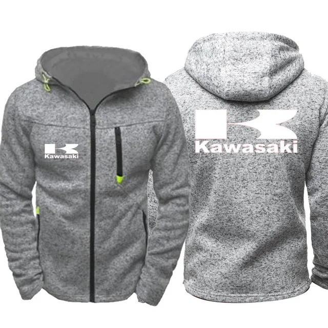 Зимнее пальто толстовки Кавасаки мото Логотип Мужские Повседневные Легкие