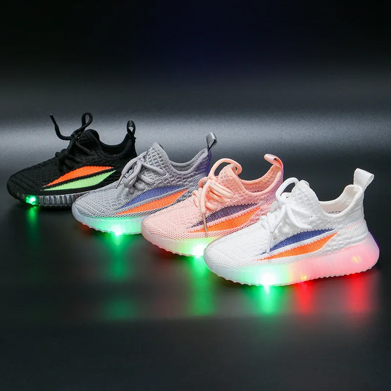 

Size 21-30 Girls Non-slip Luminous Sneakers Boys Led Light Up Scarpe Baby Wear-resistant Glowing Sneakers Kids Casual Shoes