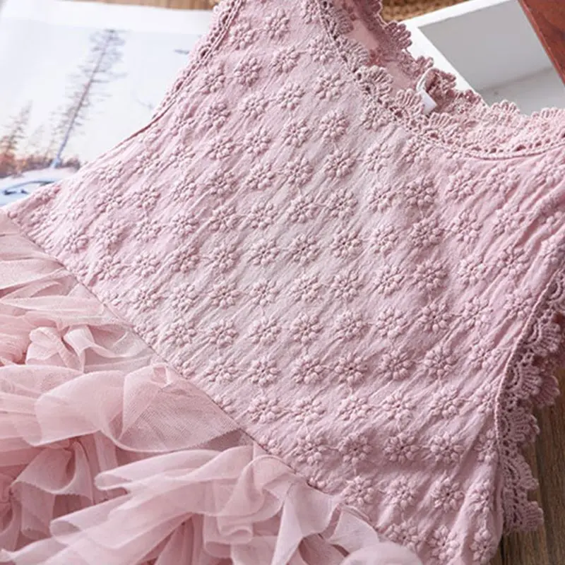 Детская платье сказочной принцессы без рукавов многослойная Пышная юбка из