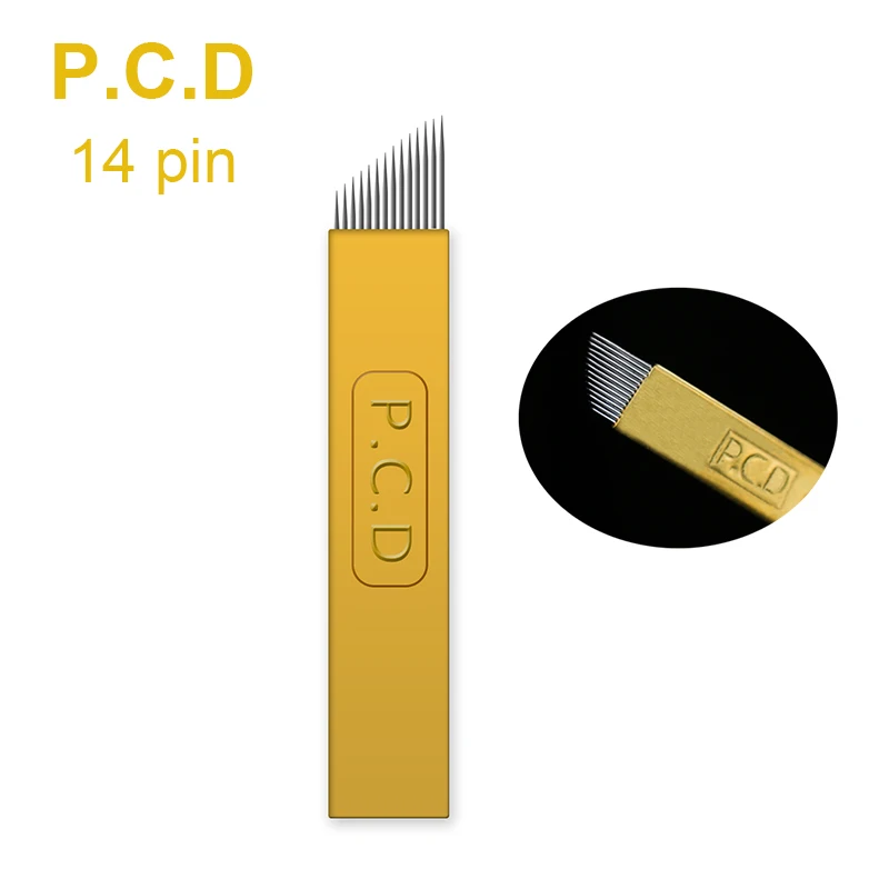100 шт жесткие PCD 12/14/18/19 pin u образные микроблейдинг иглы для татуажа Перманентный