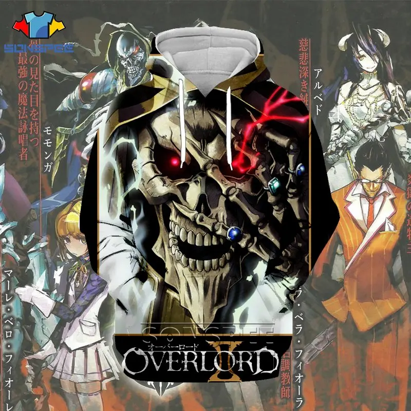 

SONSPEE Anime Overlord Skull Fashion MenWomen Hoodies 3D Print Sweatshirt Casual Tops Pullover Cartoon Knight Hoodies Clothing
