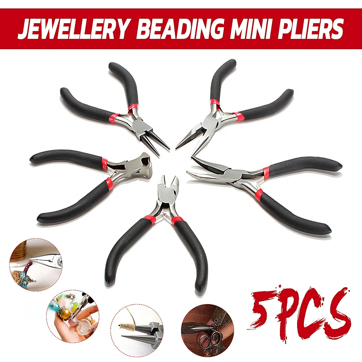 

5PCS Steel Jewelry Jeweler Tools Crimper Pliers for Crimp Beads DIY Jewelry Beading Bead Crimper Pliers Tools