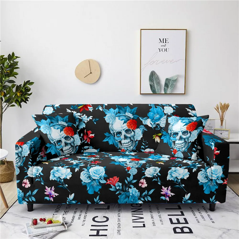 

3D Skull Sofa Cover Elastic Stretch Couch Cover Sofa Covers For Living Room 1/2/3/4 Seater Sofa Decor Sofa Protector