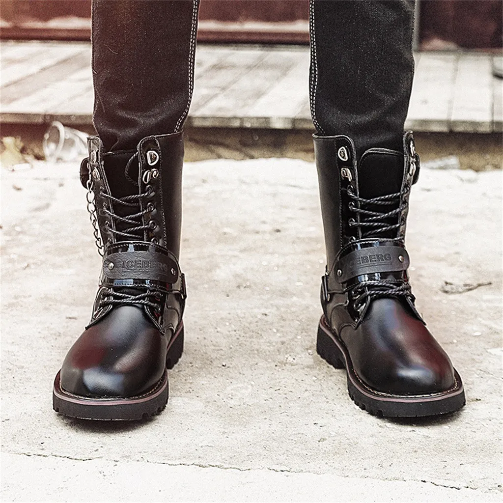 SAGACE/благородный джентльмен Мужские ботинки с металлической цепочкой теплые
