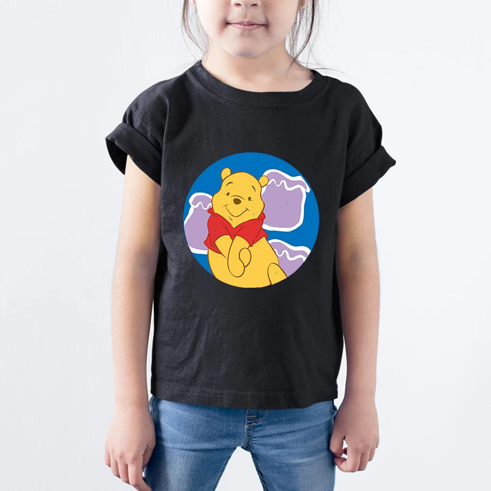 

Disney T-shirt Kids Summer Winnie the Pooh Graphic Tee Shirt Enfant Fille High Street Fashion Cartoon Children's T Shirts