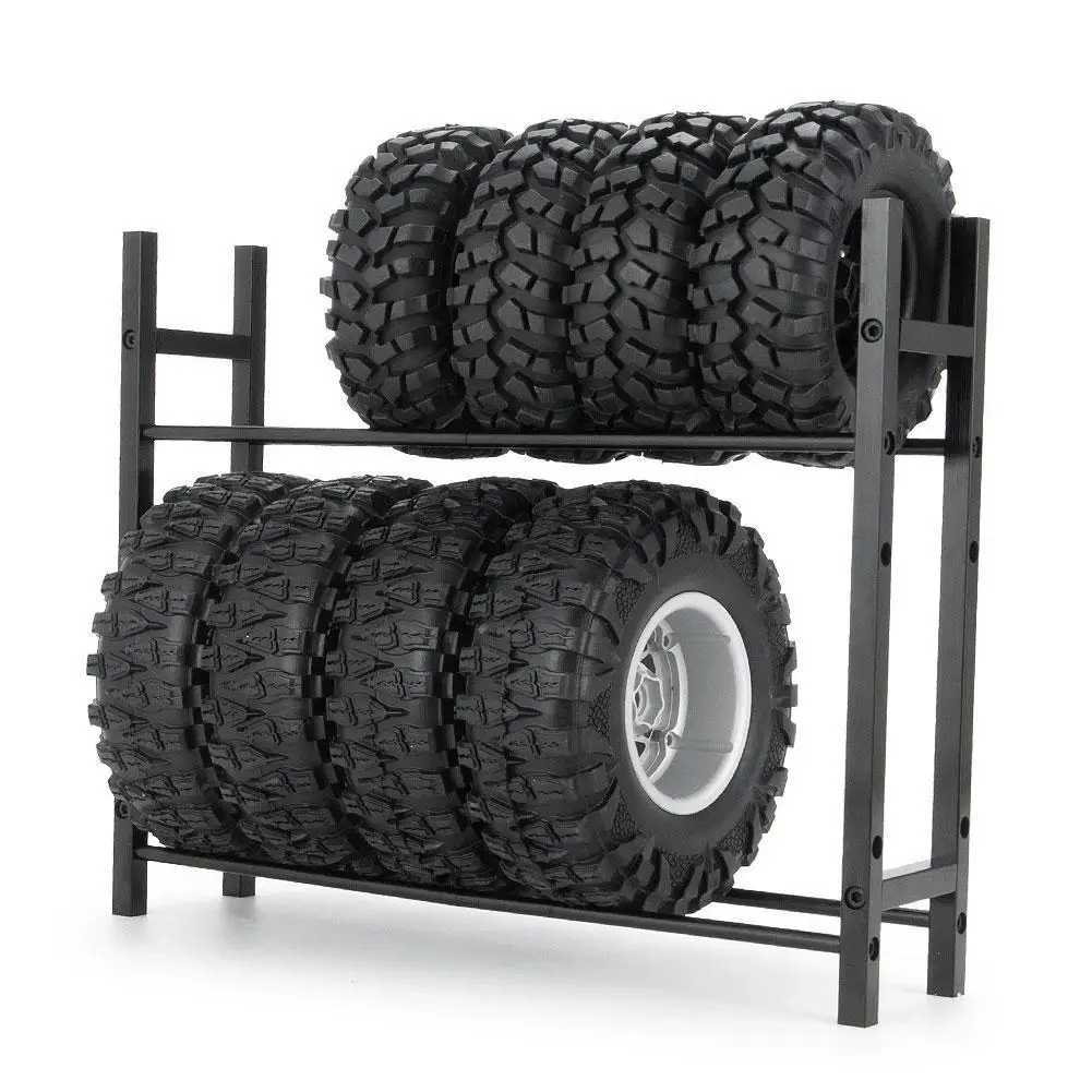 

1/10 Metal RC Car Tire Rack Wheels Shelf Display Rack Climbing Car Accessories Garage Simulation Scene