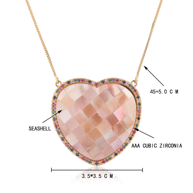 2019 Горячая 3 цвета сердце подвеска из морской раковины ожерелье многоцветный AAA