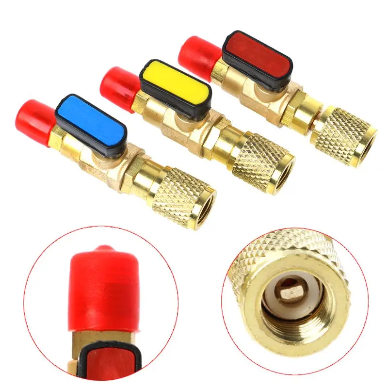 

1/4\" Male to 1/4\" Female SAE Straight Ball Valve AC Charging For R22 Refrigerant