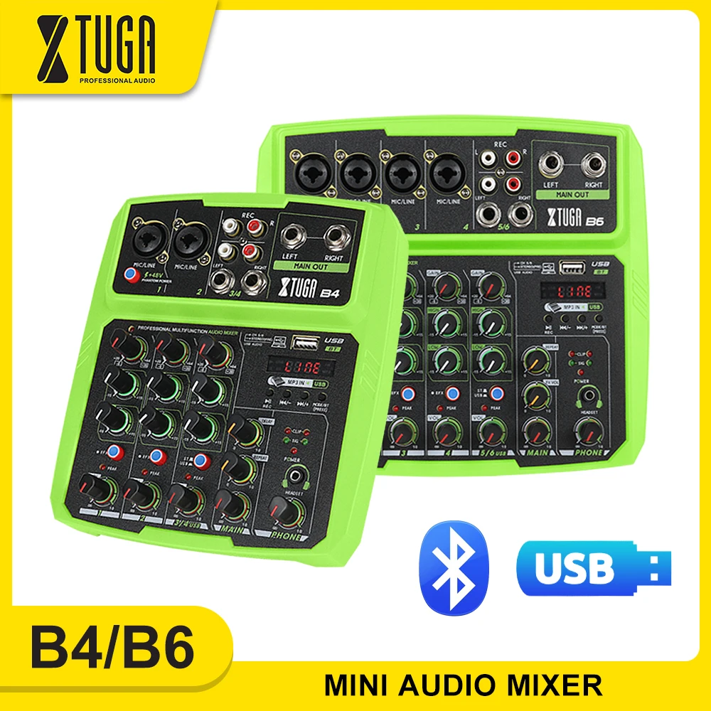 XTUGA 4/6 каналов мини миксер аудио Встроенная звуковая карта цифровые DJ миксеры с