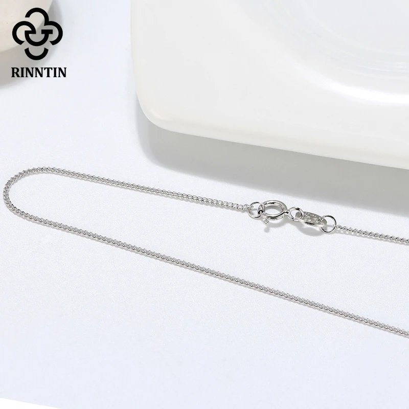 Rinntin S925 стерлингового серебра боковой ссылка о цепи для женщин простая тонкая