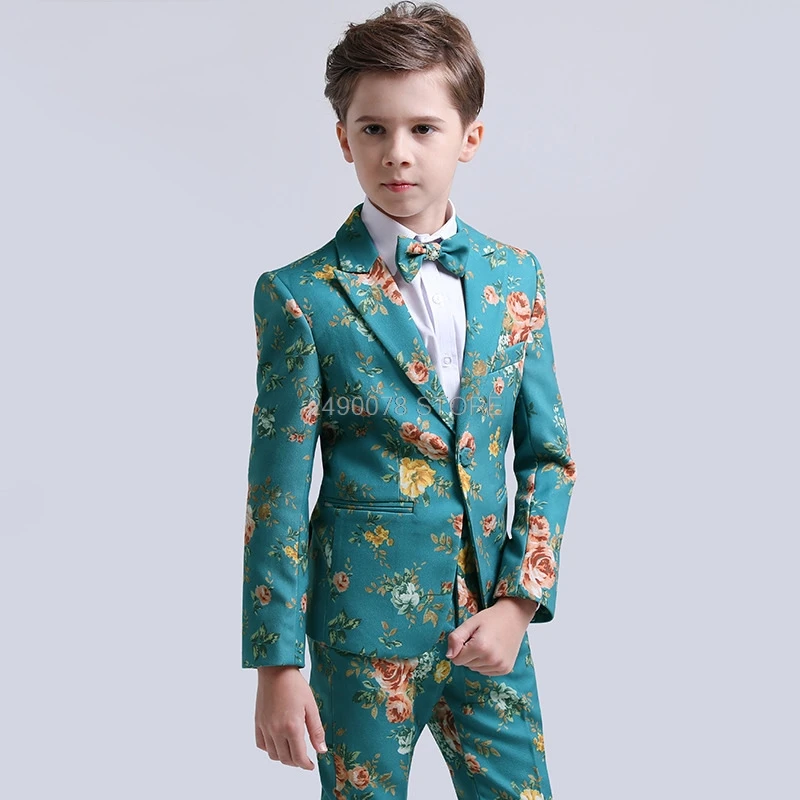 

Flower Boys Formal Wedding Suit Kids Jacket Vest Pants 3Pcs Clothing Set Children Performance Party Tuxedo Dress Costume