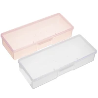 plastic transparent storage box nail art empty container nail gadgets organizer manicure tool for polishing sponge buffer store