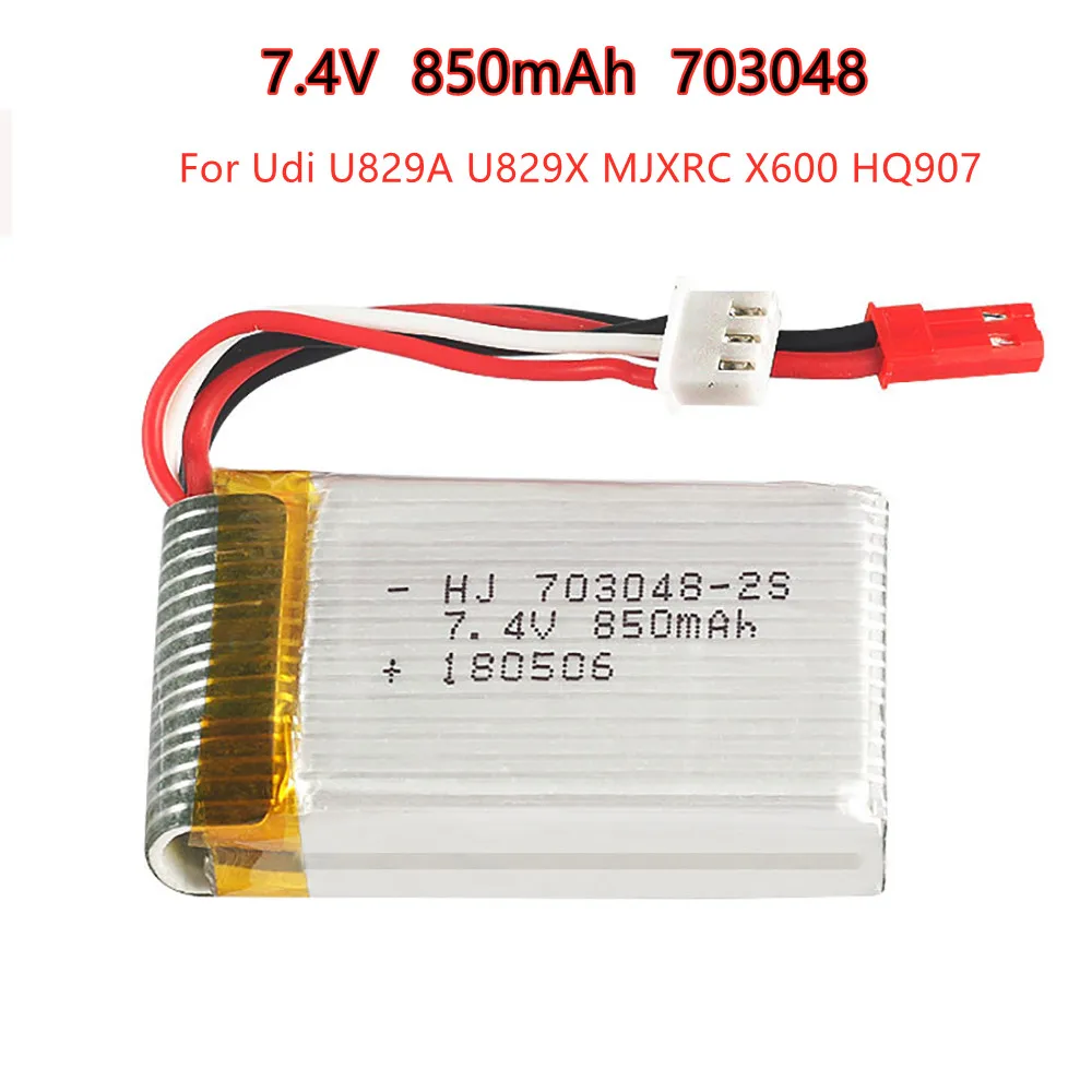 1-5 шт. 2s 7 4 в 850 мАч 703048 литий-полимерный аккумулятор для Udi U829A U829X MJXRC X600 HQ907 RC JST Plug -