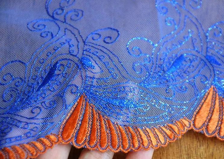 1 Meters Beautiful Royal Blue Series 20cm Width Exquisite Handmade DIY Embroidery Fabric Flower Lace Trim Decoration | Дом и сад