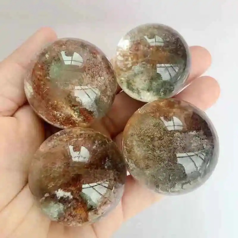

MOKAGY Nature Crystal Phantom Balls Ghost Gemstone Sphere for Feng Shui 35mm-40mm 1PC