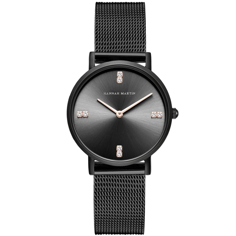 

Black Stainless Steel Style Mesh Band Japan Quartz Movement Women Rhinestones diamonds 36mm Designer Top Brand Luxury Watch