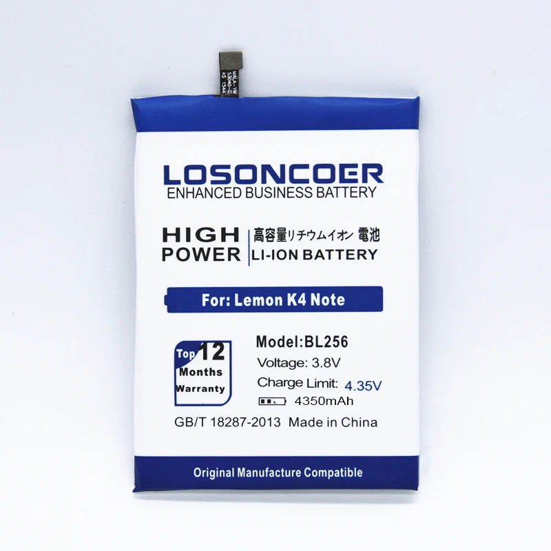 LOSONCOER 4350 мАч BL256 батарея для сотового телефона lenovo Lemon K4 Note K4note A7010/X3 Lite K51c78 батарея