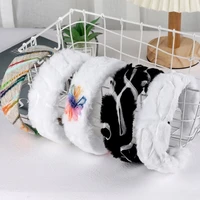 fashion simulation rabbit fur fluffy hair hoop for girl womens furry sweet retro hairbands cashmere soft wide hair accessories