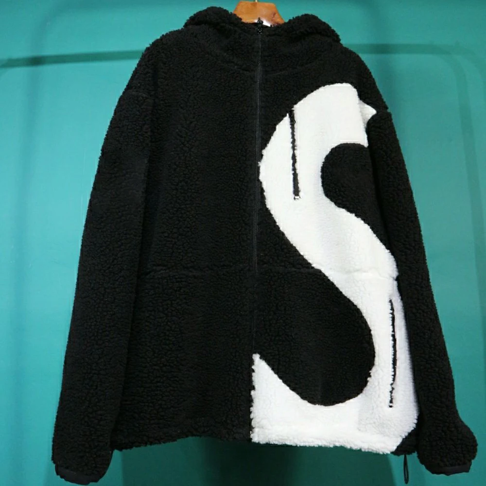 S Logo Hooded Fleece Jacket Autumn Winter Cashmere Jackets Coats for Men and Women Unisex Brand Couple Clothing | Мужская одежда