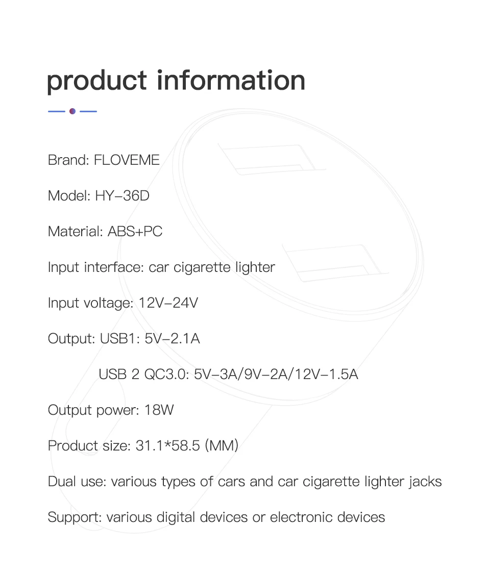 Автомобильное зарядное устройство FLOVEME Quick Charge 3,0 18 Вт QC3.0 Dual USB Автомобильное зарядное устройство для iPhone прикуриватель Быстрый автомобильный адаптер зарядного устройства для телефона