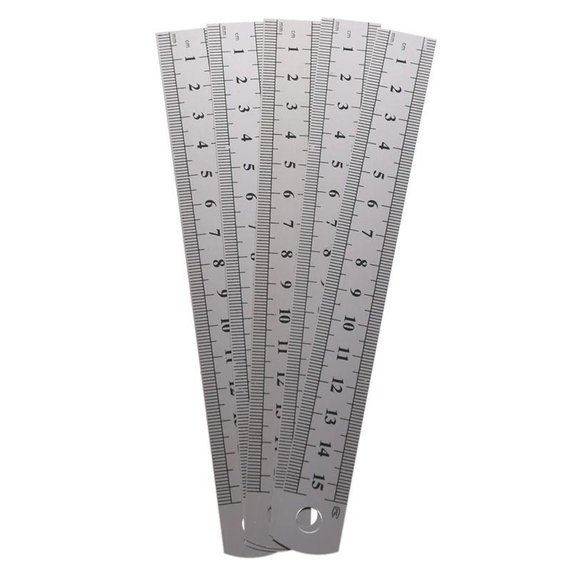 

5 Pcs Dual Side Marked 15cm 6 inch Stainless Steel Straight Ruler